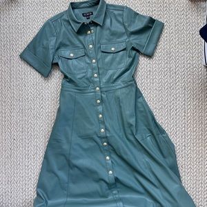 J.Crew Collection tie-waist shirt dress in vegan leather